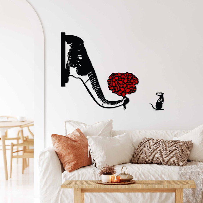 Wallity Banksy Metal 04 Escultura de pared Negro y Rojo